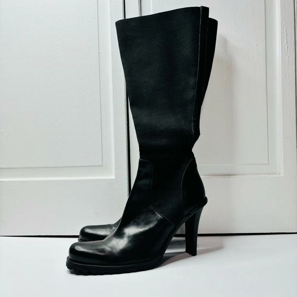 DONALD J. PLINER Leather Heeled Round Toe Boots Size 9.5